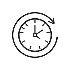 Clock with circular arrow indicating time passing or rotation, simple icon