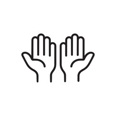 Open hands icon in simple line art style, symbolizing prayer, giving, or receiving on a