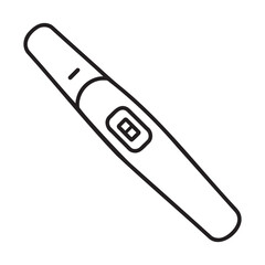 A simple black and white line art icon of a digital pregnancy test stick
