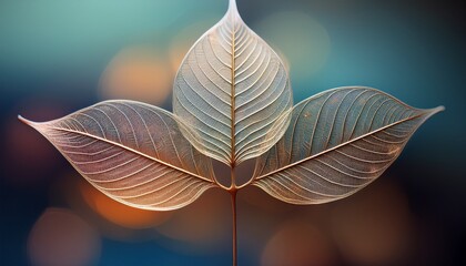 delicate skeleton leaf showcasing intricate veins and texture against a soft background