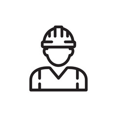 Icon of a construction worker wearing a hard hat, representing labor and industry