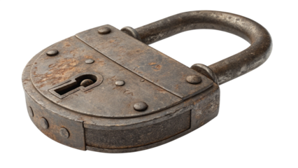Old rusty padlock with a keyhole