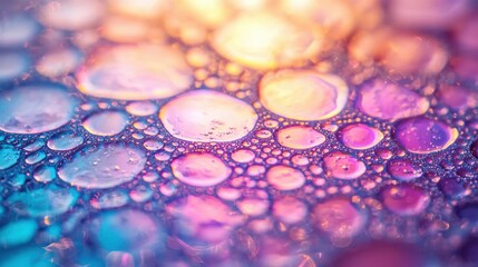 Wavelength splitting effects in water droplets creating vibrant laser interference patterns with iridescent color spectrum and optical diffraction