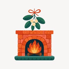 Fototapeta premium Cozy fireplace with festive decor.