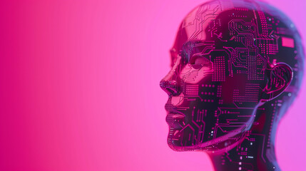 Artificial intelligence concept with digital brain, neural network connections, and futuristic technology interface.