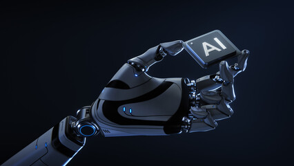 Artificial intelligence concept with digital brain, neural network connections, and futuristic technology interface.