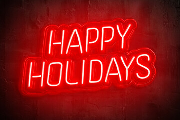 A Happy Holidays Neon Sign