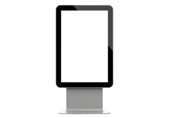 Blank Digital Advertising Kiosk Mockup Isolated on Transparent Background PNG – Front View Display Template