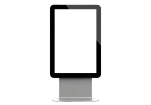 Blank Digital Advertising Kiosk Mockup Isolated on Transparent Background PNG – Front View Display Template