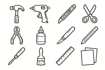 Obraz premium Gun diy vector glue tools stick craft icon ruler paper wooden