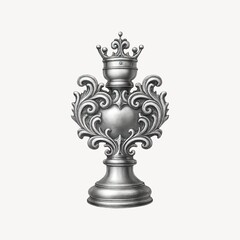 Fototapeta premium Ornate silver chess piece design.