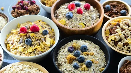Different sorts of breakfast cereal products - Powered by Adobe