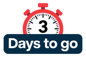 A stopwatch indicates there are 3 days left until an event.