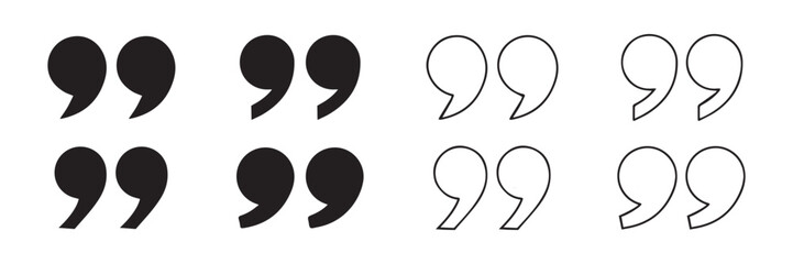 Quote mark. Quotes icon set. Quote symbol. Simple quotes collection. Quote icon vector illustration. Quotation mark sign and symbol. Set of quote mark . Quotation mark icon collection