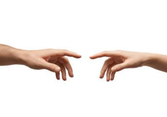 Two Hands Reaching for Each Other Isolated on Transparent Background PNG