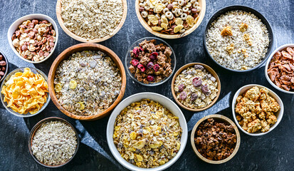 Composition with different sorts of breakfast cereal products