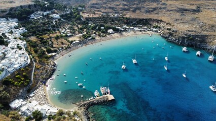 Aerial view of Lindos Beach