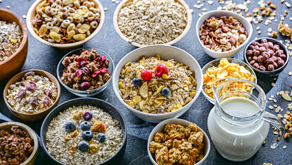 Composition with different sorts of breakfast cereal products