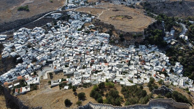 Aerial view of Lindos, Greece