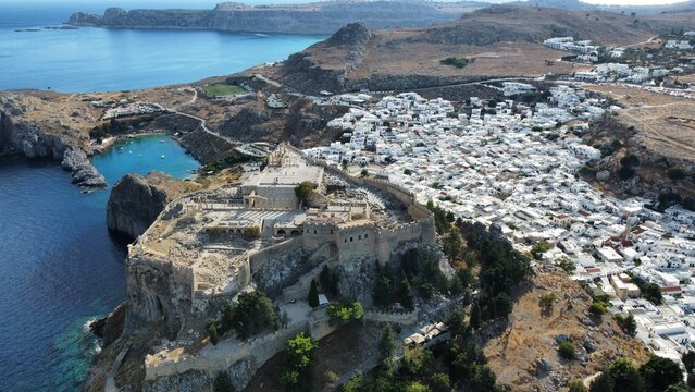 Aerial view of Lindos, Greece
