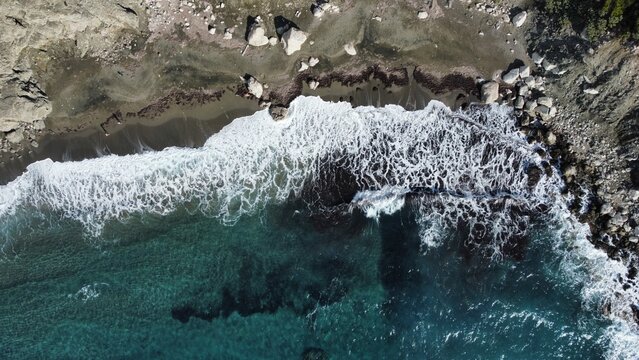 Aerial view of a beach at Rhodes, Greece