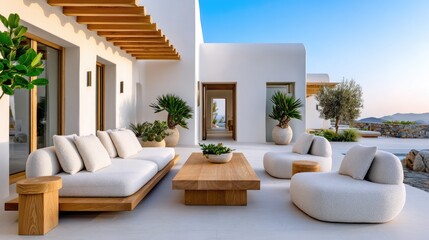 Obraz premium Outdoor Terrace Organic Furniture Sustainable Luxury Stock Image