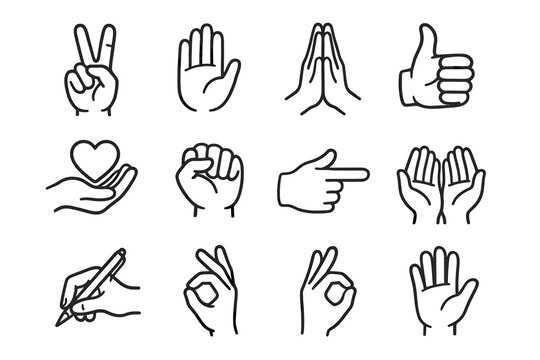 Sign palm modern fist wave pose icon vector ok up hand