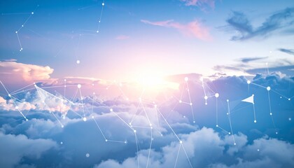 Soft Cloudscape with Digital Network Overlay