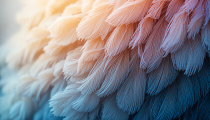 Fototapeta premium Close up abstract macro texture of fluffy organic material with warm and cool color gradient
