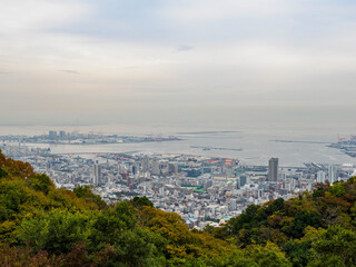 神戸の布引ハーブ園より神戸市街地と海の眺め