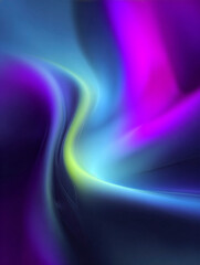 Vibrant flowing abstract light composition in purple, blue and neon yellow tones
