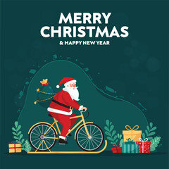  Modern Santa Claus Delivering Gifts on a Bicycle Sleigh, Spreading Cheer for a Merry Christmas and Happy New Year