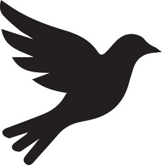 Flying dove silhouette symbol of peace and freedom vector icon