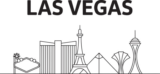 Las vegas nevada skyline vector line art illustration united states city urban cityscape panorama