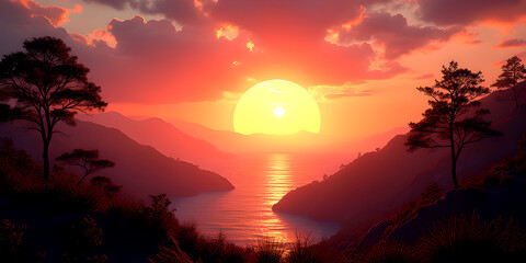 sunset in the mountains