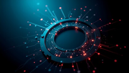 Abstract image of a central processing unit (CPU), a visual representation of digital innovation and technological prowess.