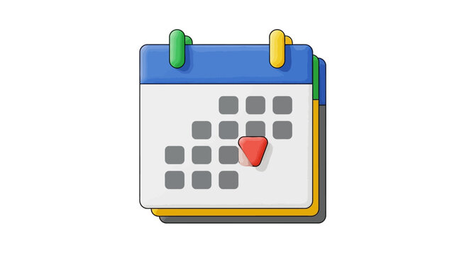 Calendar Icon with Red Pointer and Grid.