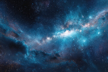 Naklejka premium Starry night sky with clouds.. Panorama. Universe filled with stars, nebula and galaxy