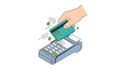 Contactless Payment Transaction with Credit Card and POS Terminal.