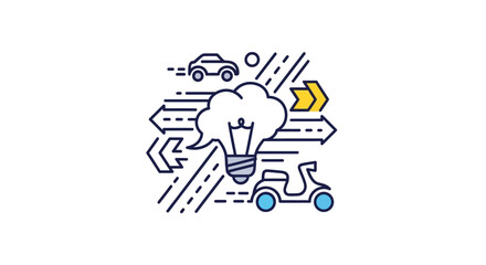 Innovative Transportation and Idea Generation Concept Illustration.