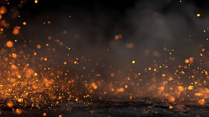 Minimal glowing embers drifting across a dark black background