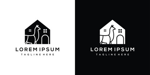 alpaca house Logo vector template. alpaca house logo icon	