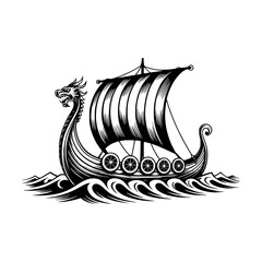 Viking ship vector illustration design