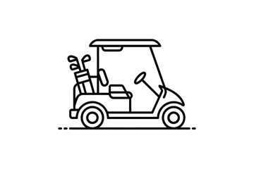 Fototapeta premium A minimalist line art illustration of a golf cart with clubs inside