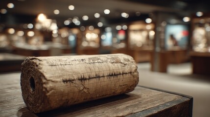 Ancient Scroll Displayed in Museum - A Glimpse into History.