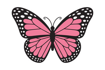 Vibrant pink butterfly with black and white spotted wings