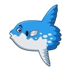 Cartoon mola mola fish isolated on white background