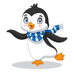 cartoon little penguin wearing a scarf