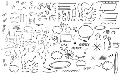 set of hand drawn arrows and elements