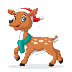 cartoon little deer wearing a scarf